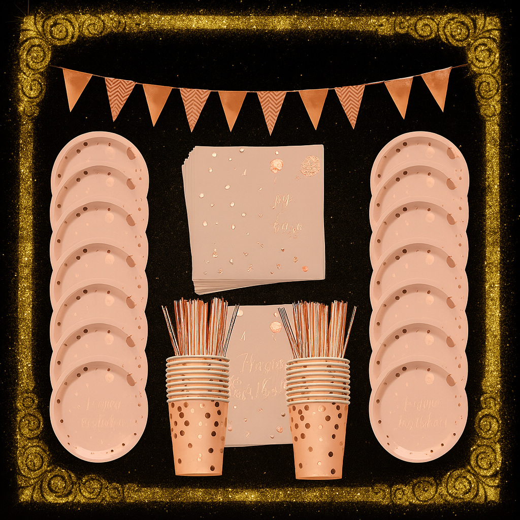 Kit de Décoration d'Anniversaire Or Rose – 78 Pièces