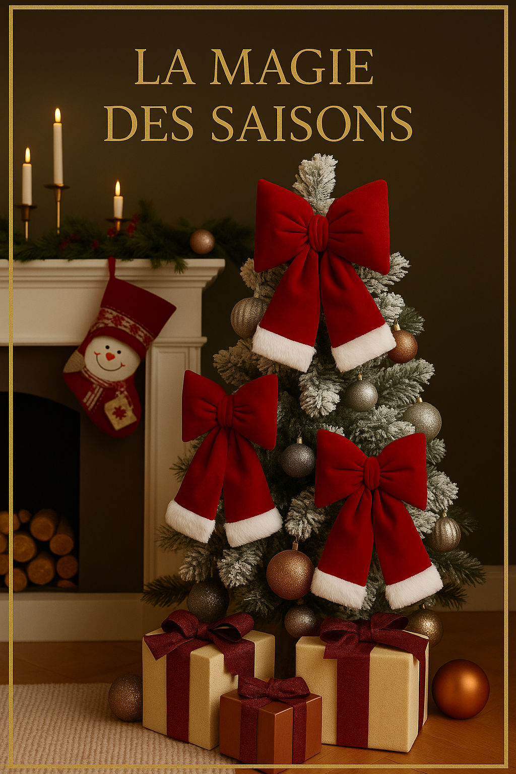 Nœud en Velours de Noël - Décoration Sapin et Maison