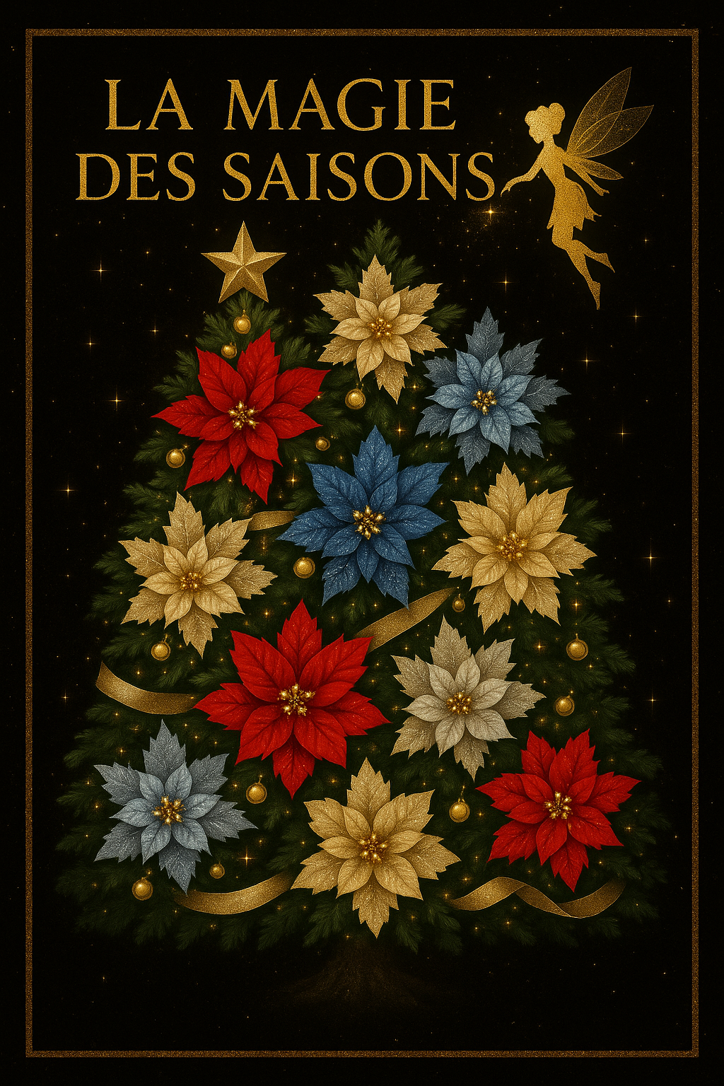 Fleurs de Noël Artificielles à Paillettes - Décoration Sapin