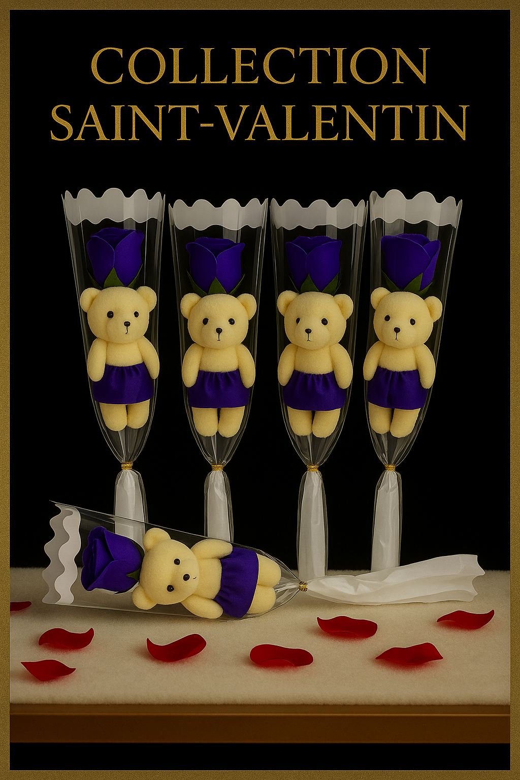 Bouquet de Savon Roses et Ourson - Coffret Cadeau Parfumé Saint Valentin