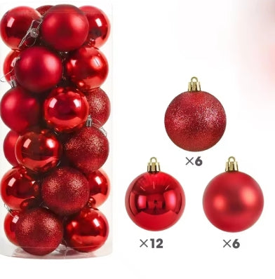 Boules de Noël 3/4/6CM - Lot de 24 pièces - Ornements pour Sapin