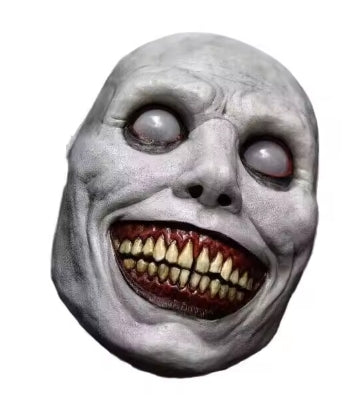 Masque Halloween Terrifiant en Latex - Démon Souriant Yeux Blancs Adulte