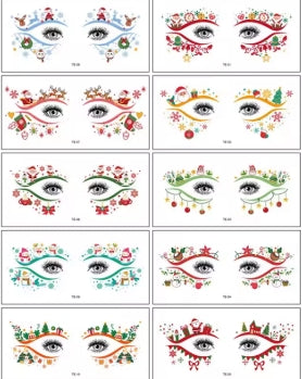 Tatouages Temporaires pour Yeux Halloween - 10 Planches Imperméables - 11 Styles Différents