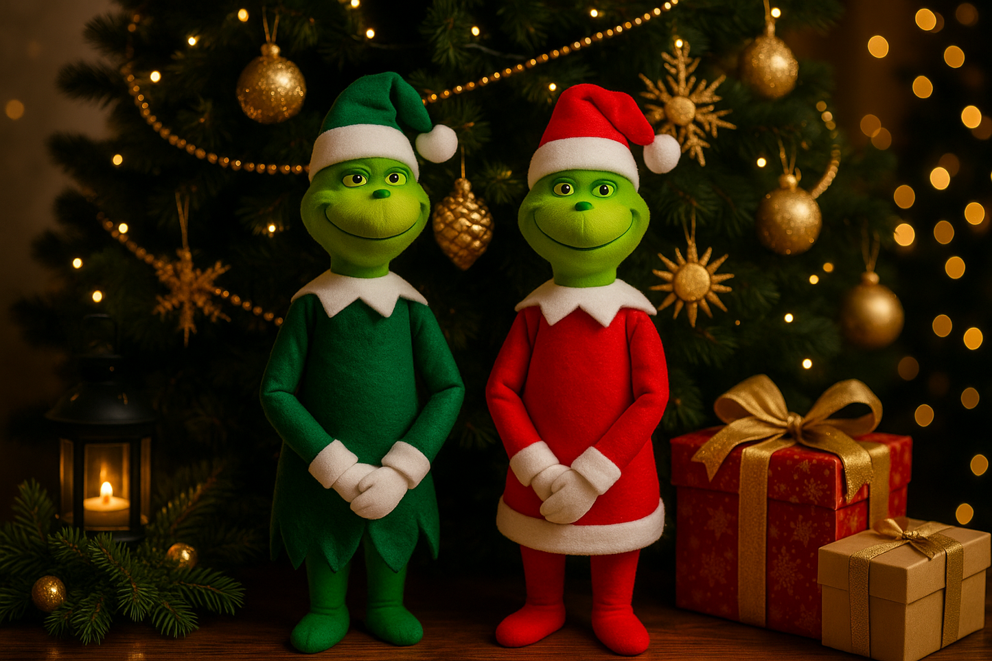 Lutin Grinch de Noël - Figurine Décorative en Latex 32cm