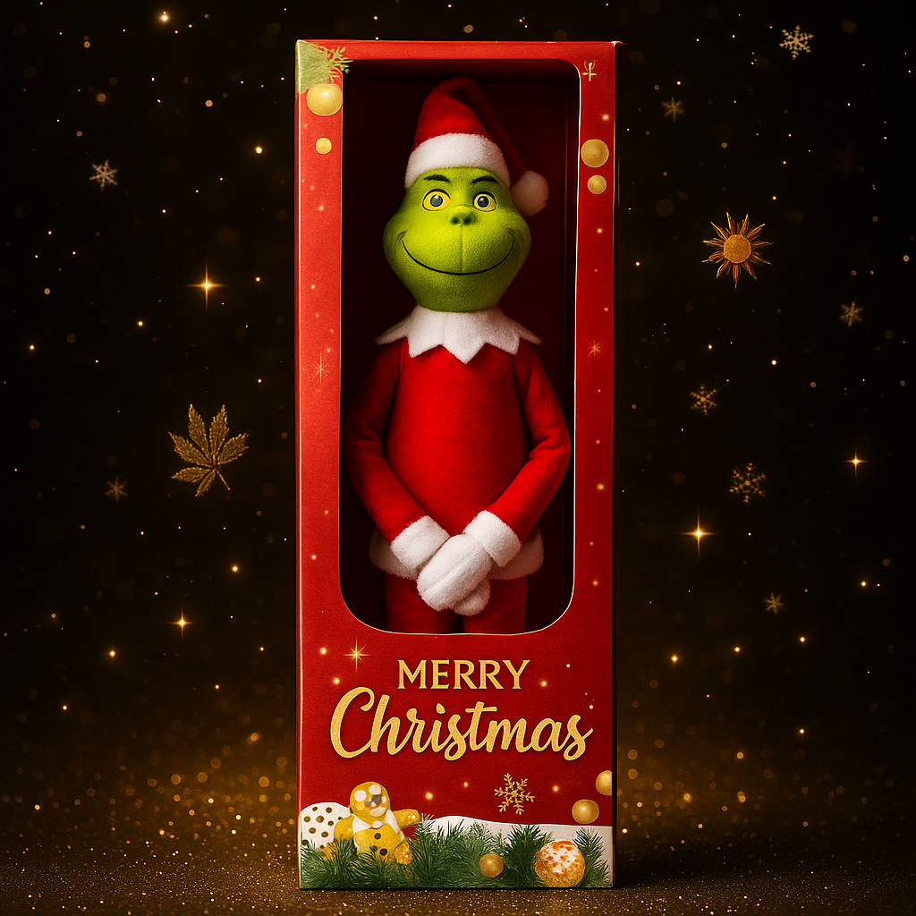 Lutin Grinch de Noël - Figurine Décorative en Latex 32cm