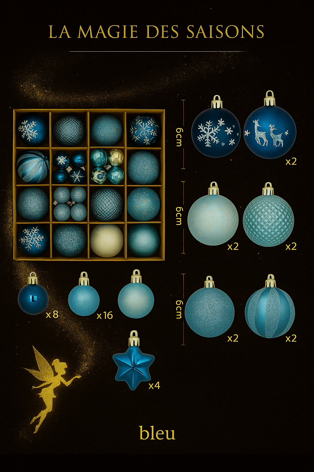 Set de 44 Boules de Noël 3/6CM - Ornements Décoratifs pour Sapin