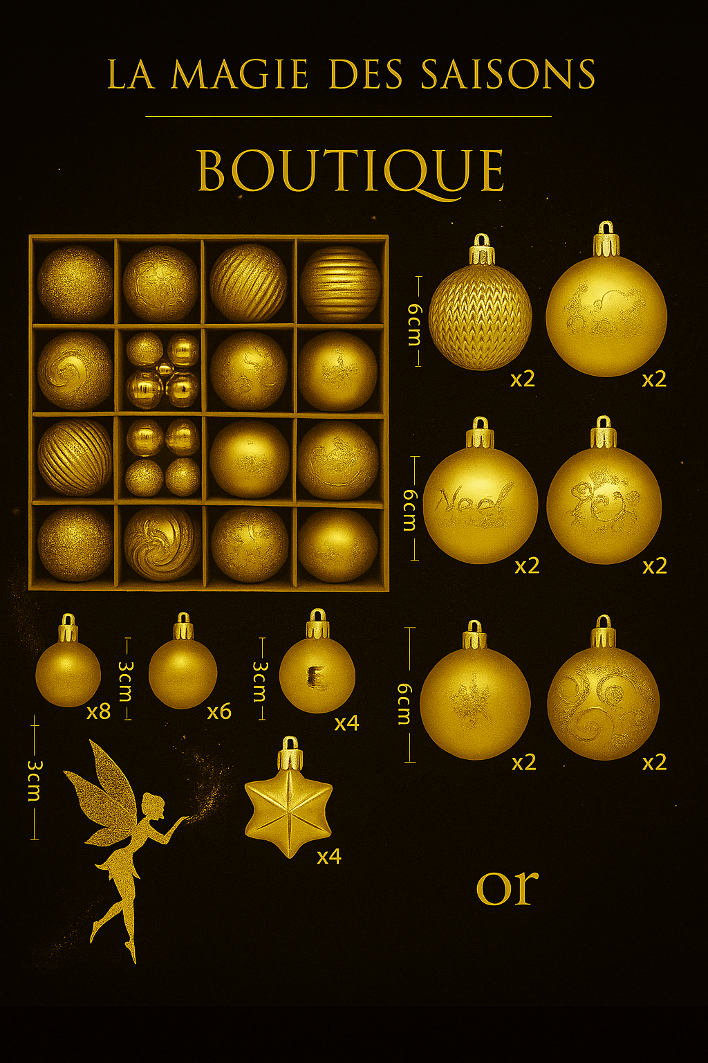 Set de 44 Boules de Noël 3/6CM - Ornements Décoratifs pour Sapin