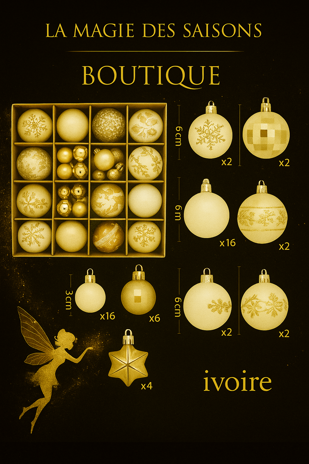 Set de 44 Boules de Noël 3/6CM - Ornements Décoratifs pour Sapin