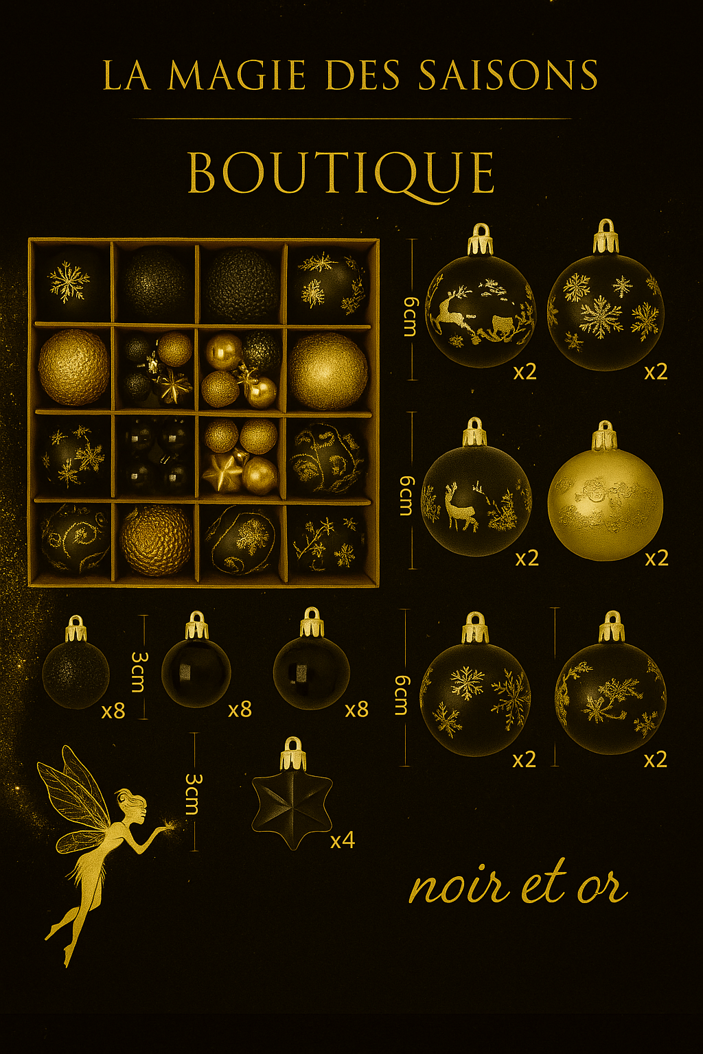 Set de 44 Boules de Noël 3/6CM - Ornements Décoratifs pour Sapin