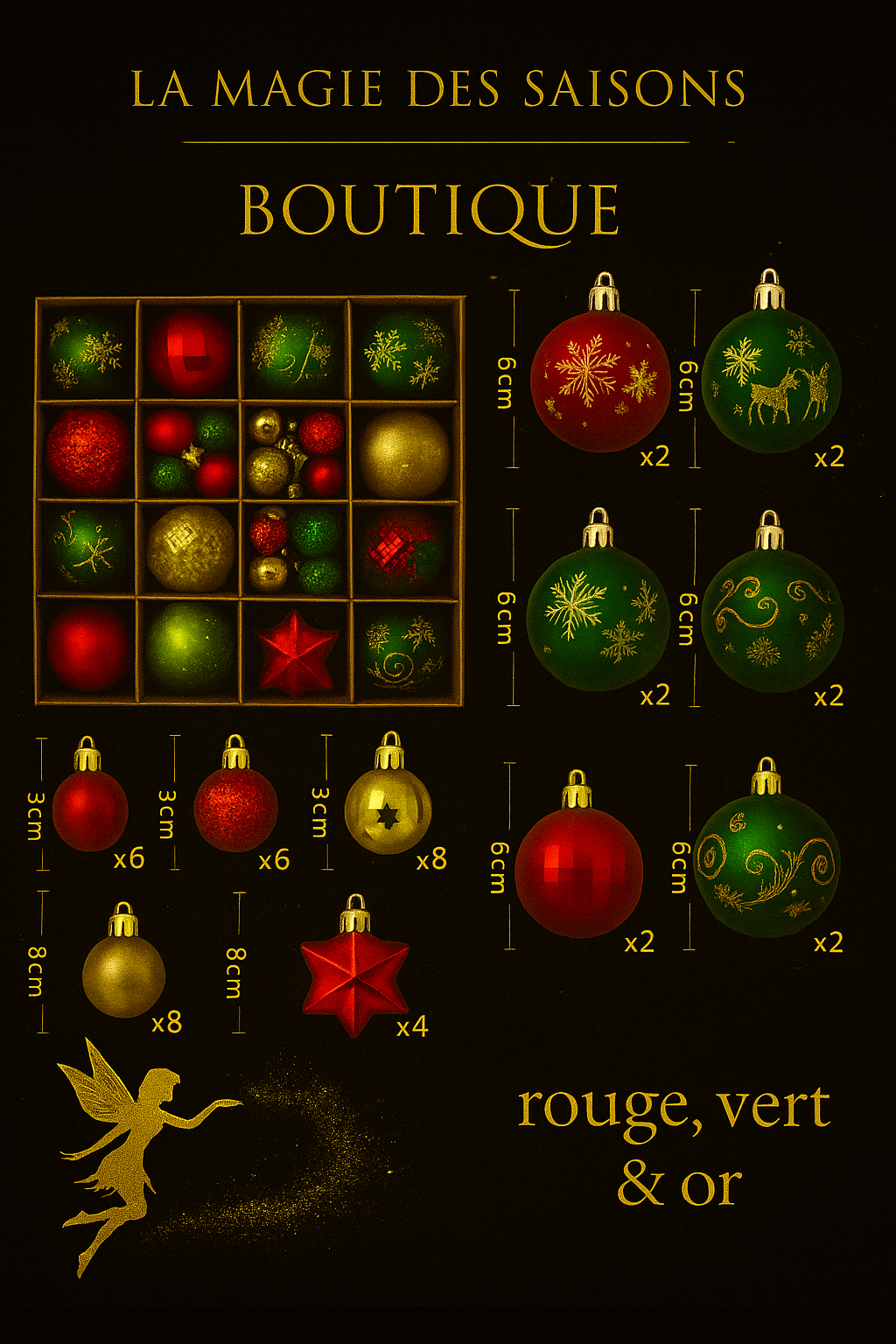 Set de 44 Boules de Noël 3/6CM - Ornements Décoratifs pour Sapin