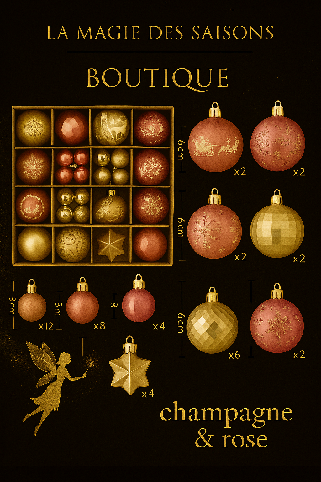 Set de 44 Boules de Noël 3/6CM - Ornements Décoratifs pour Sapin
