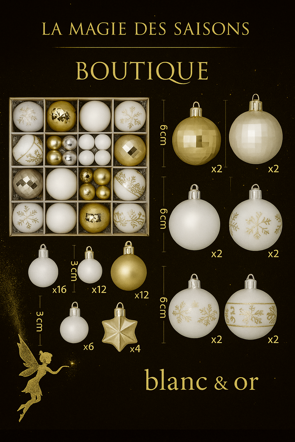 Set de 44 Boules de Noël 3/6CM - Ornements Décoratifs pour Sapin