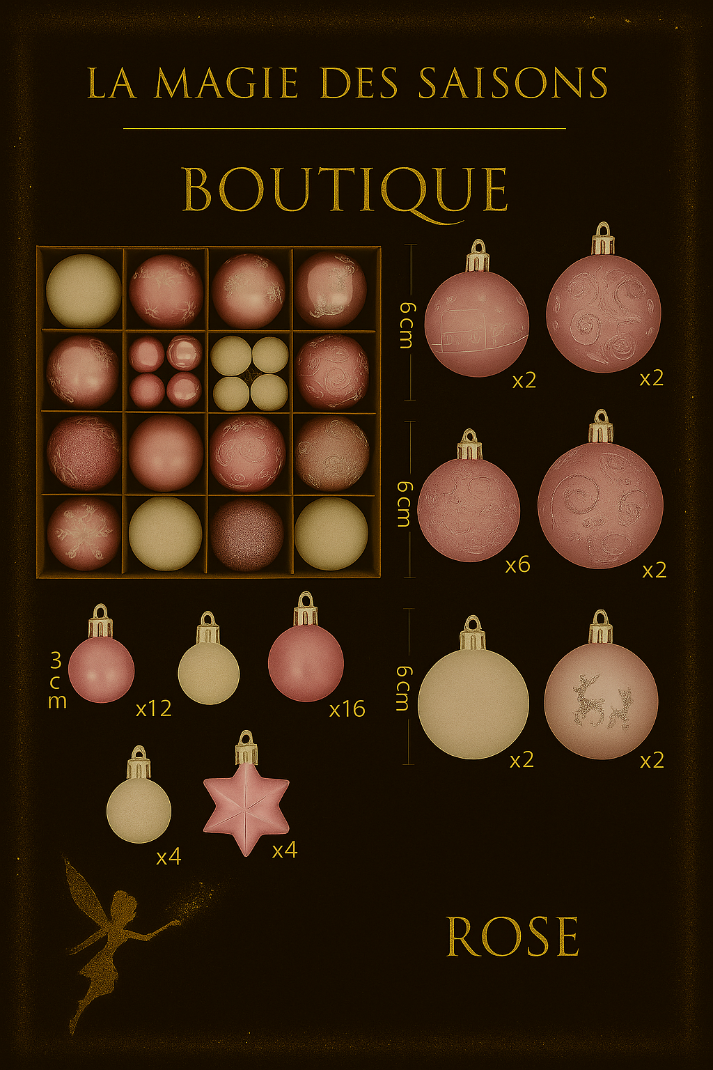 Set de 44 Boules de Noël 3/6CM - Ornements Décoratifs pour Sapin