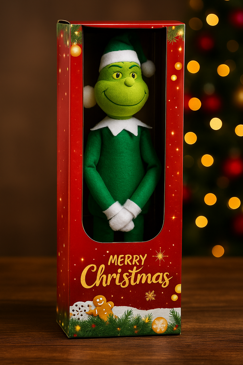 Lutin Grinch de Noël - Figurine Décorative en Latex 32cm