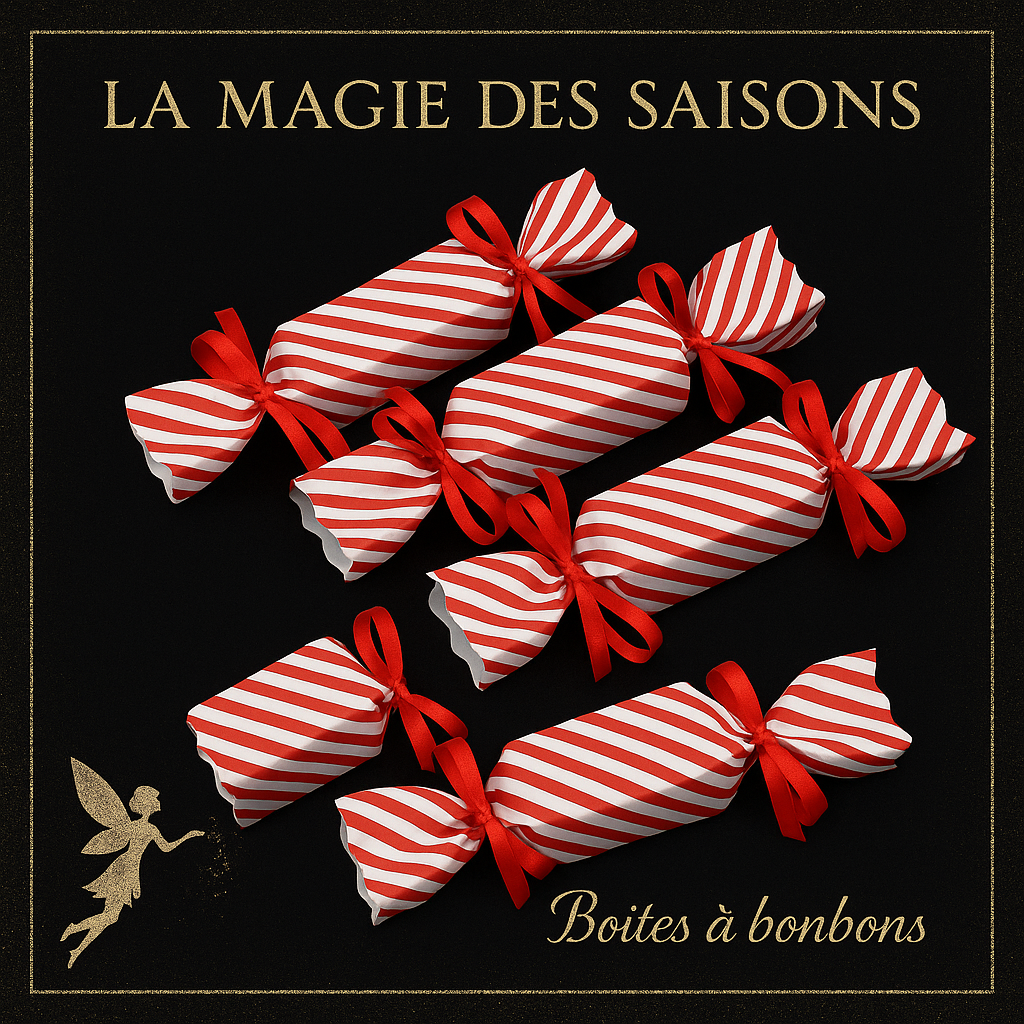 Boîtes à Bonbons de Noël Rayées Rouge et Blanc - Lot de 10 avec Rubans
