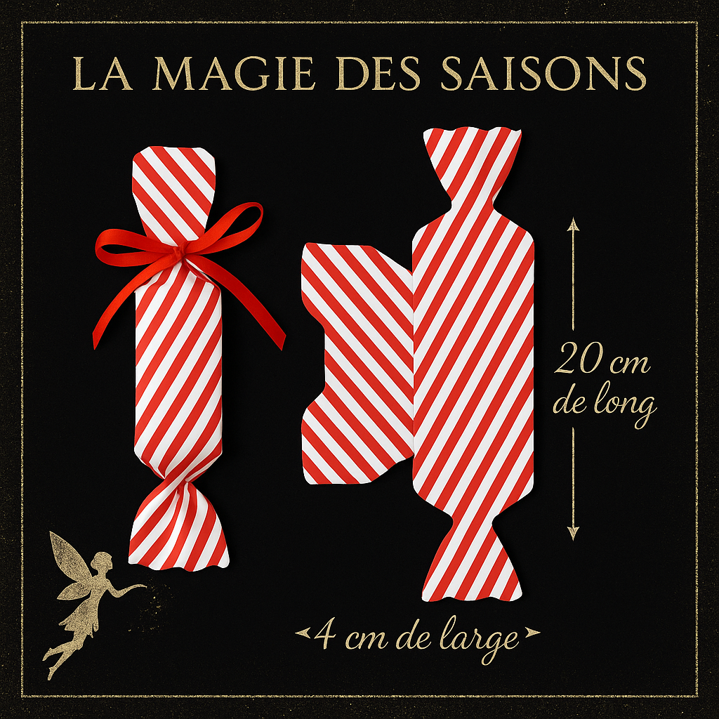 Boîtes à Bonbons de Noël Rayées Rouge et Blanc - Lot de 10 avec Rubans