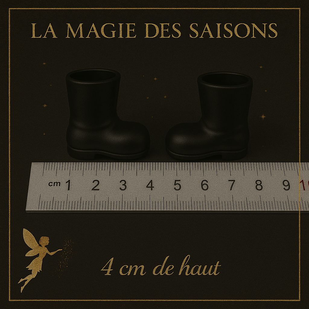 Mini Bottes de Lutin Farceur Noires - 2 Paires pour Décoration de Noël