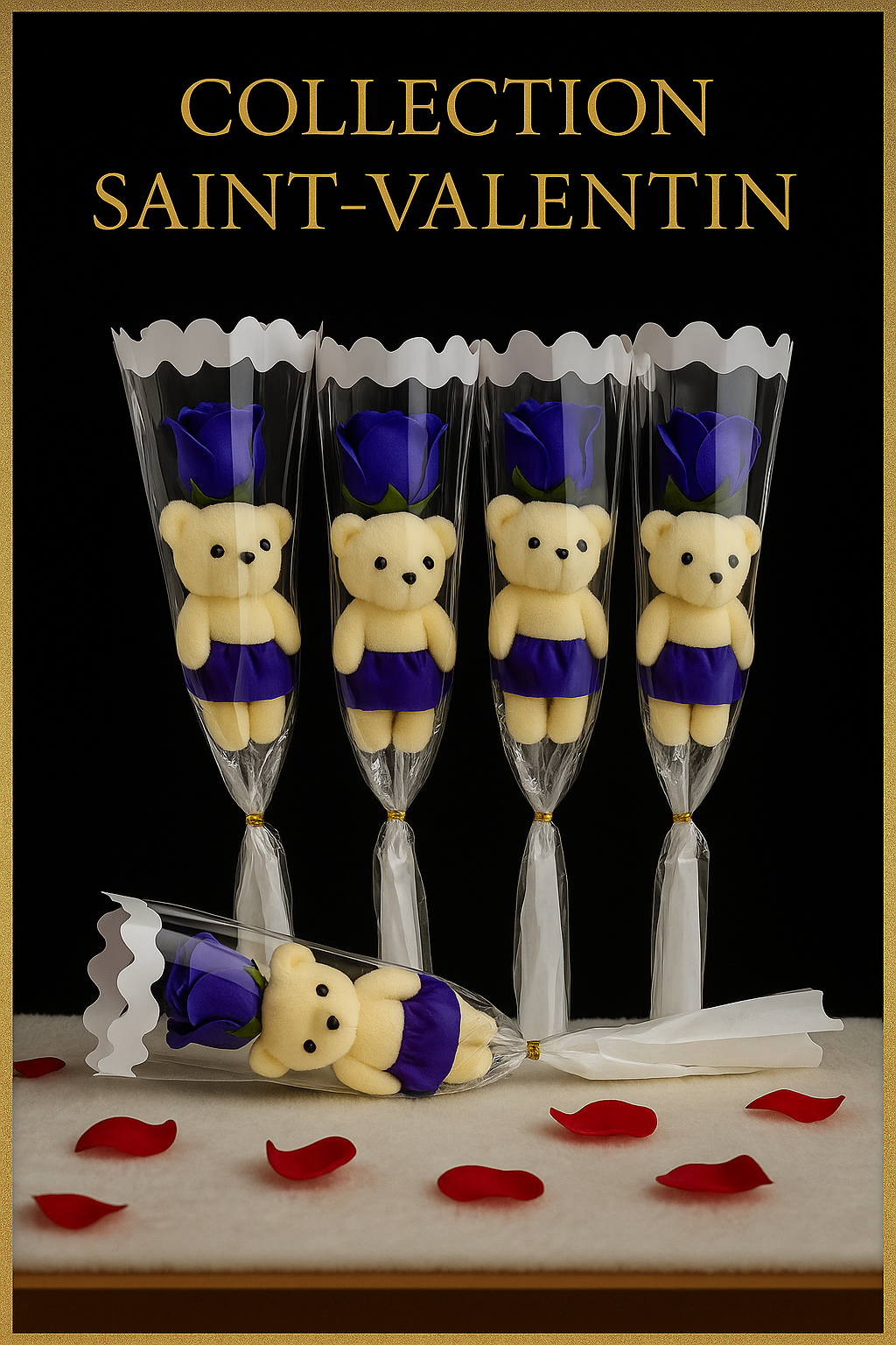 Bouquet de Savon Roses et Ourson - Coffret Cadeau Parfumé Saint Valentin