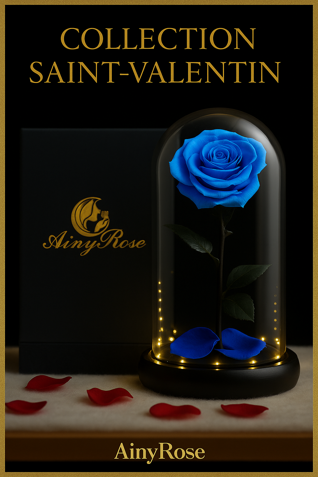 Rose Éternelle  sous Cloche en Verre avec LED - Cadeau Romantique