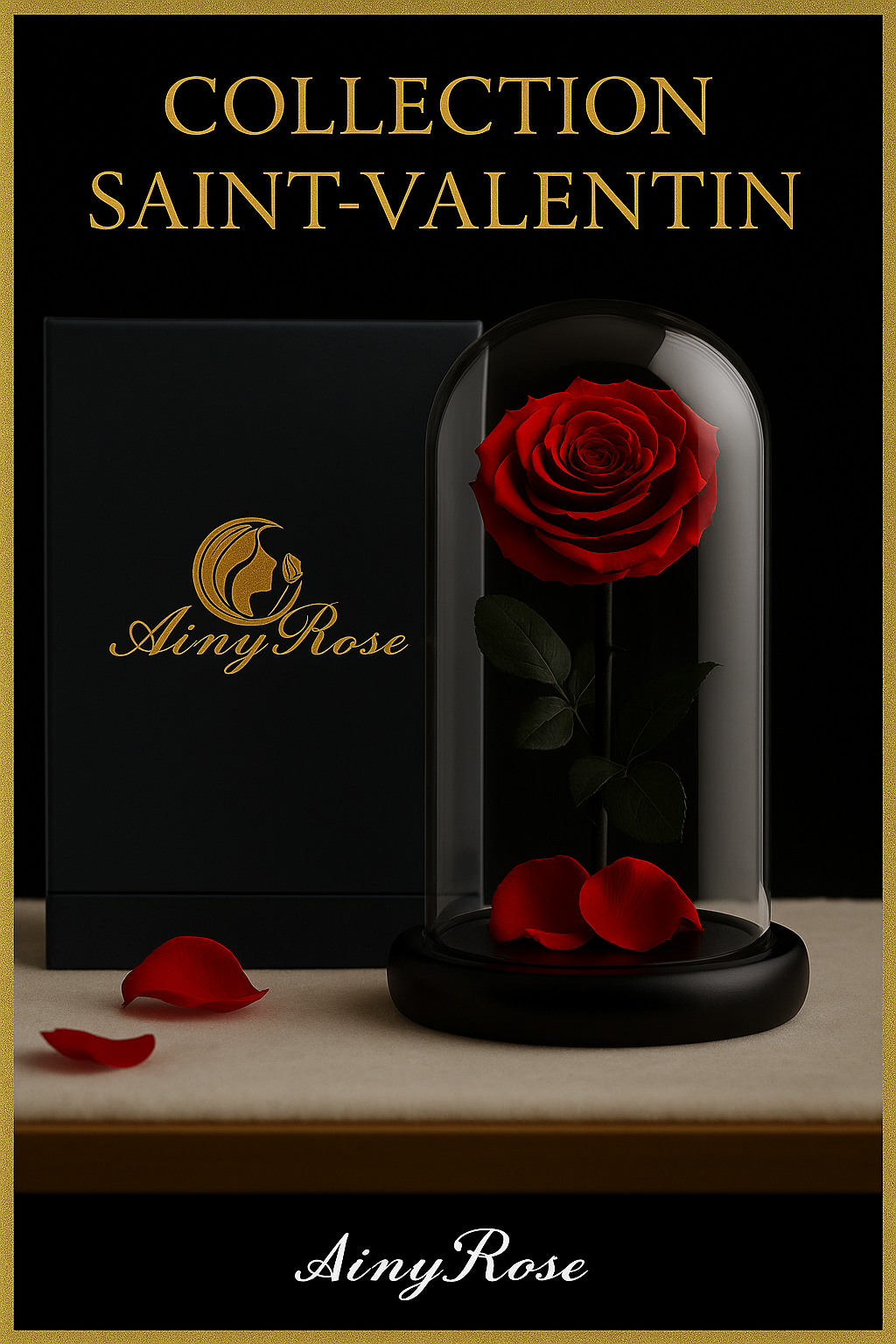 Rose Éternelle  sous Cloche en Verre avec LED - Cadeau Romantique