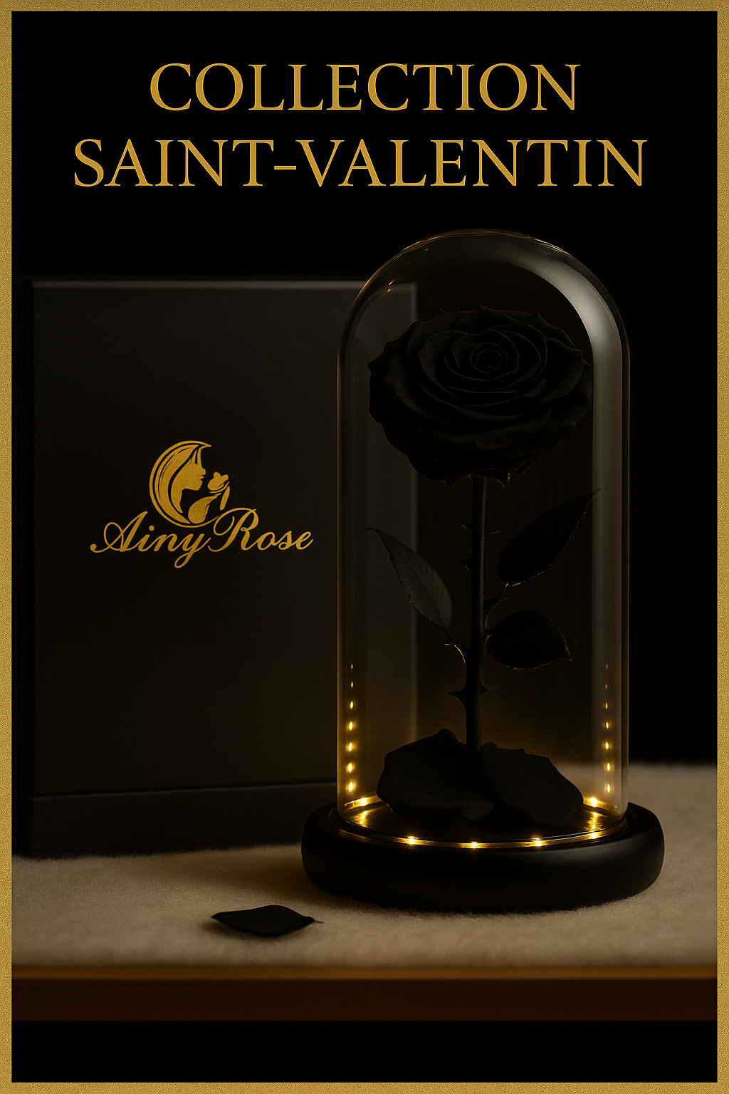 Rose Éternelle  sous Cloche en Verre avec LED - Cadeau Romantique