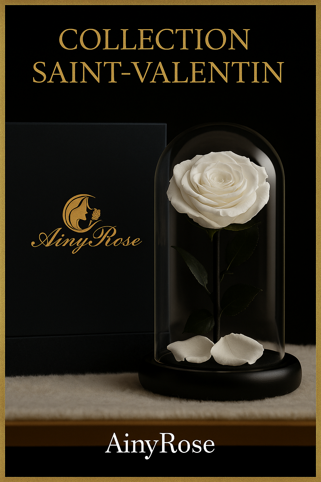 Rose Éternelle  sous Cloche en Verre avec LED - Cadeau Romantique