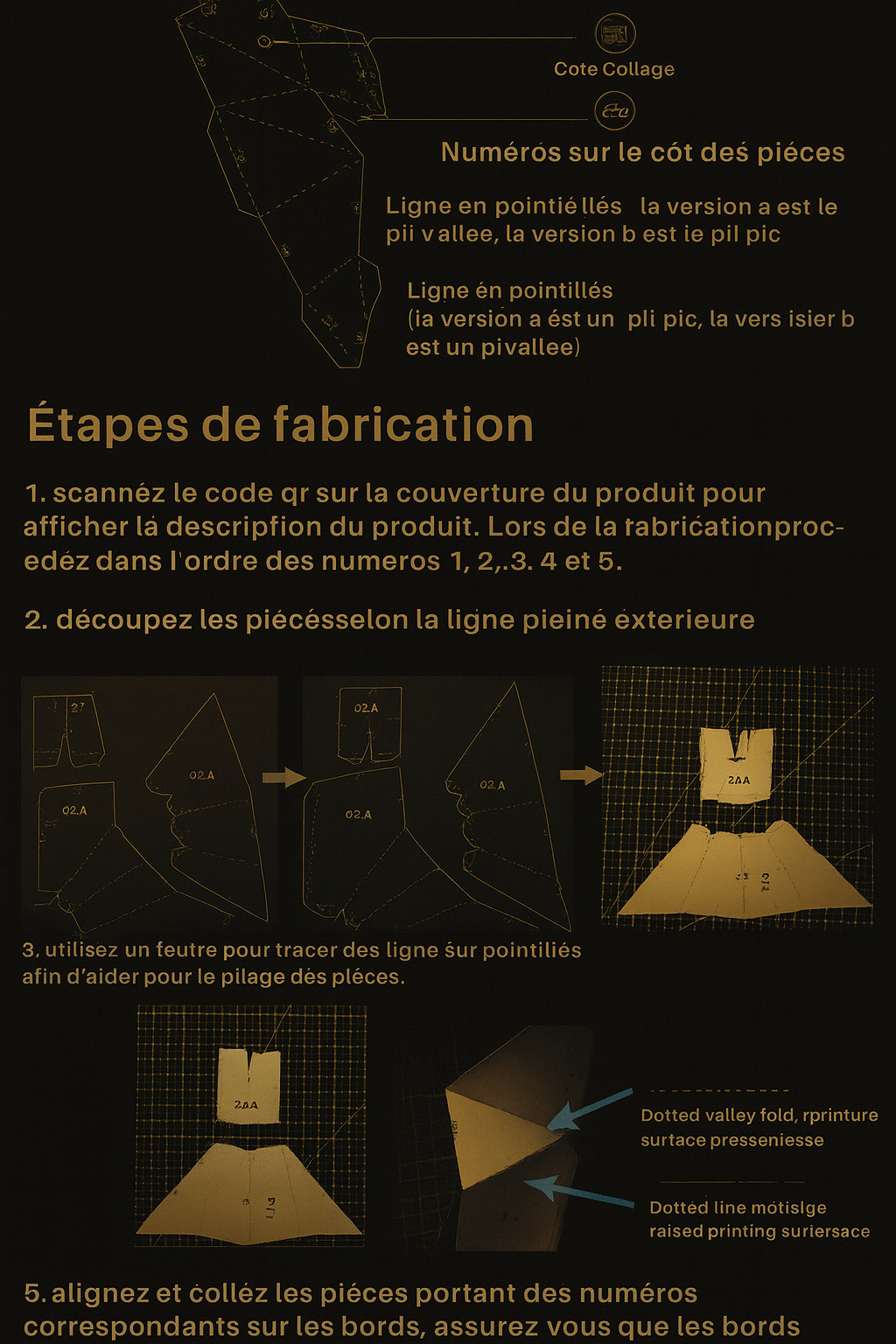 Cerf de Noël Origami 3D - Sculpture Décorative Géométrique Blanc et Or