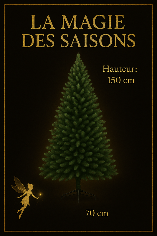 Sapin de Noël Artificiel 150cm - Branches Réalistes PVC avec Pied Métal Robuste