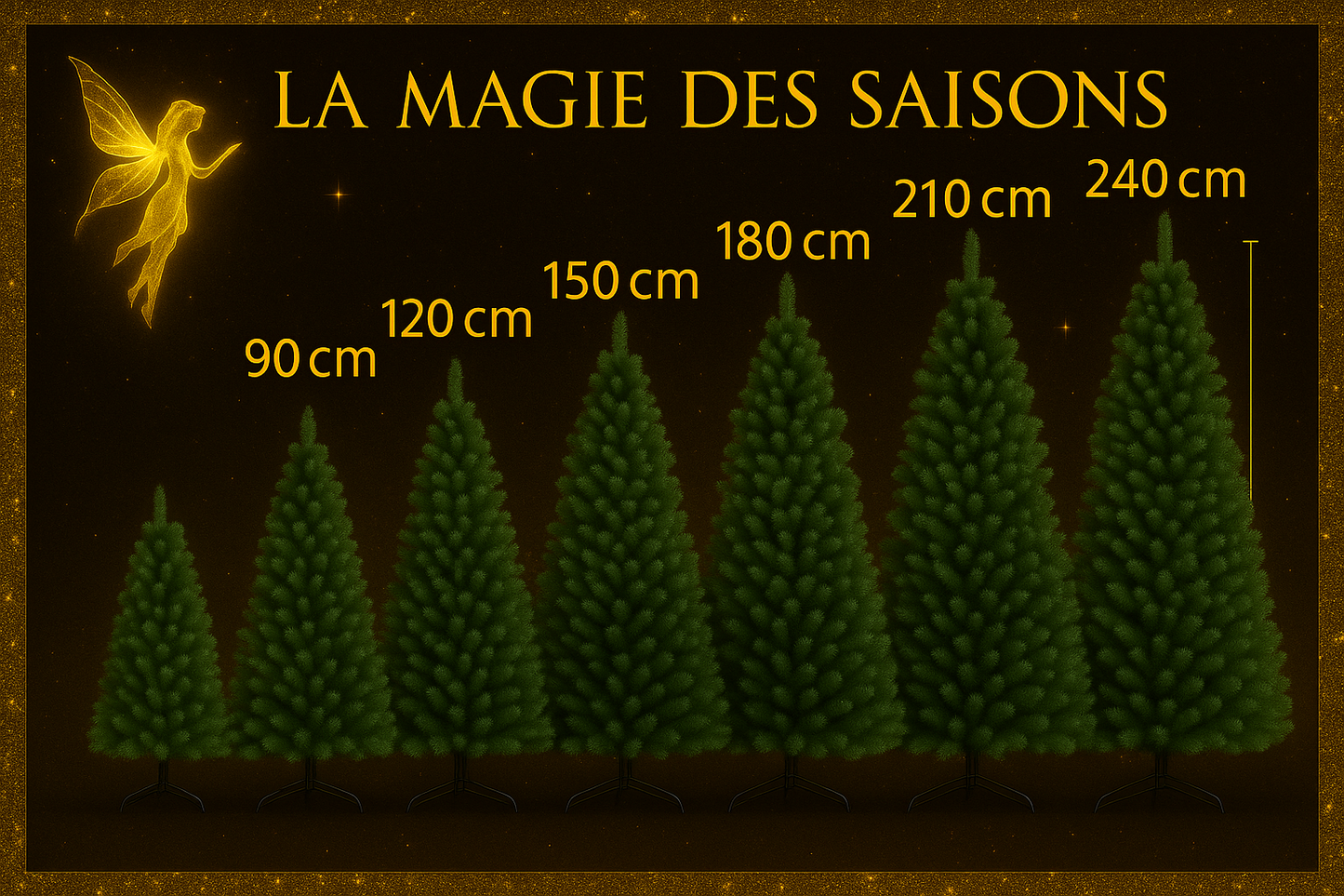 Arbre de Noël Artificiel en PVC avec Support Métal - 90cm à 240cm