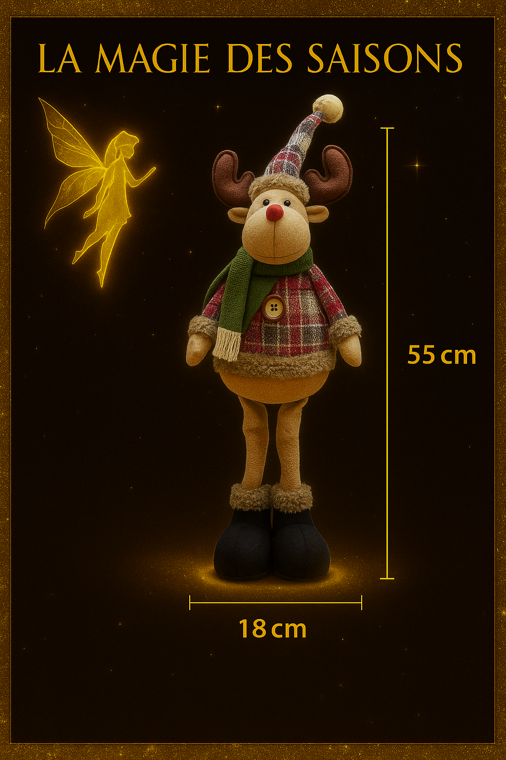 Figurines de Noël Décoratives - Père Noël, Renne et Bonhomme de Neige - 55cm