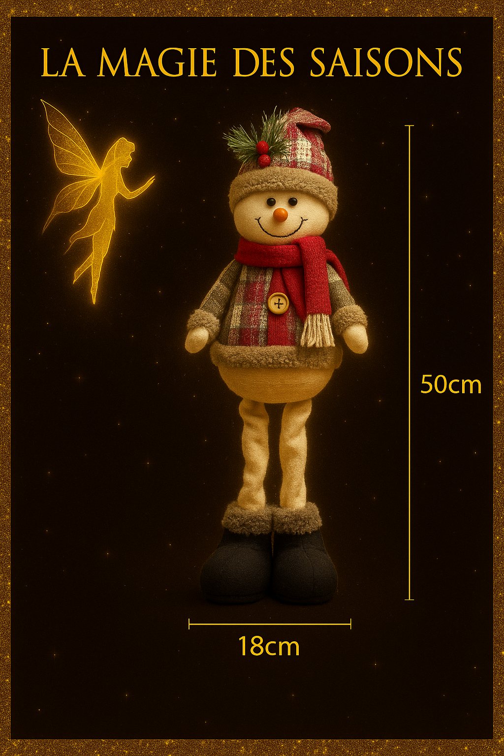 Figurines de Noël Décoratives - Père Noël, Renne et Bonhomme de Neige - 55cm