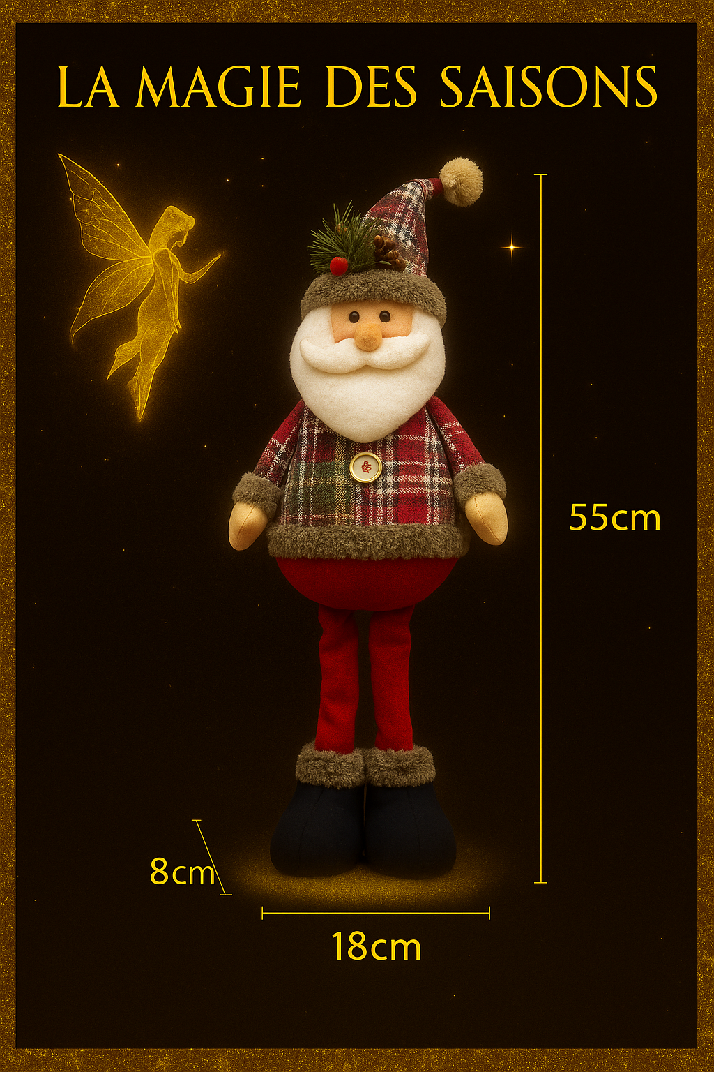 Figurines de Noël Décoratives - Père Noël, Renne et Bonhomme de Neige - 55cm