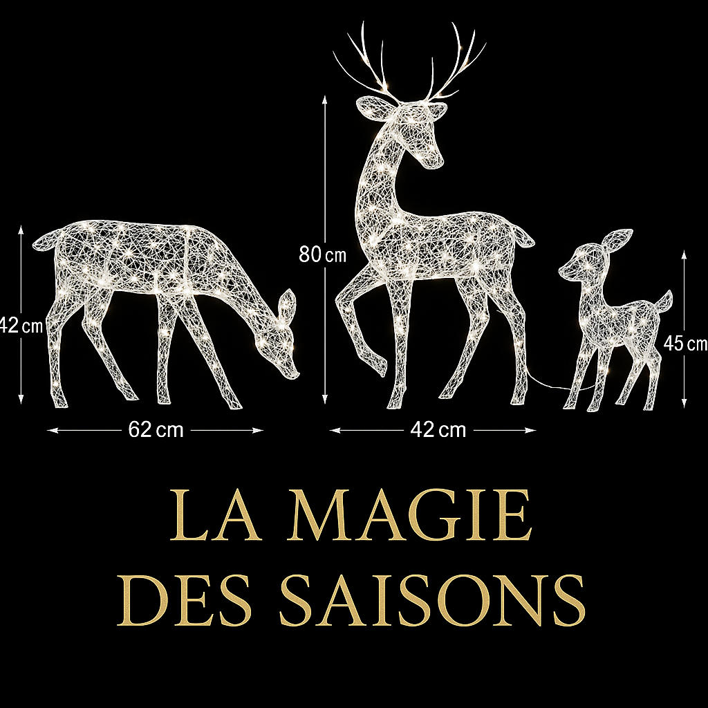 Ensemble Famille de Rennes Lumineux LED 2D - Décoration de Noël Extérieure (3 Pièces)