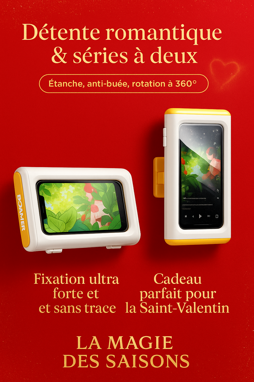 Support Téléphone Salle de Bain Étanche Rotatif 360° - Moments Intimes à Deux