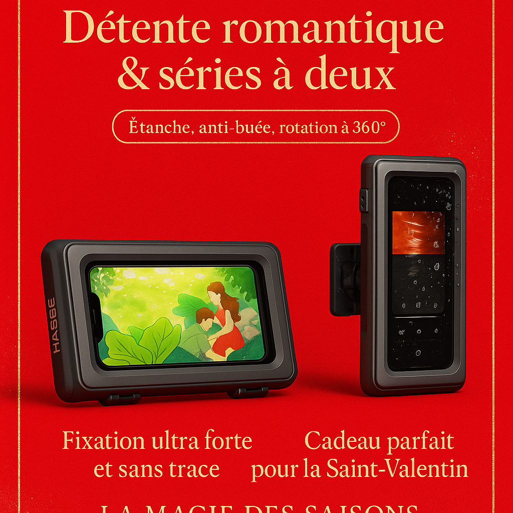 Support Téléphone Salle de Bain Étanche Rotatif 360° - Moments Intimes à Deux