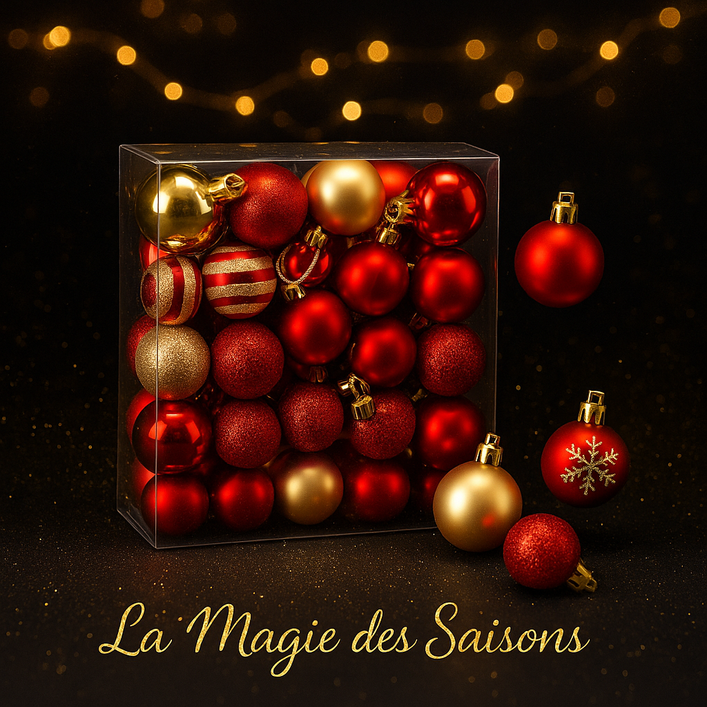 Lot de 50 Boules de Noël Rouge et Or - Décoration Sapin Élégante