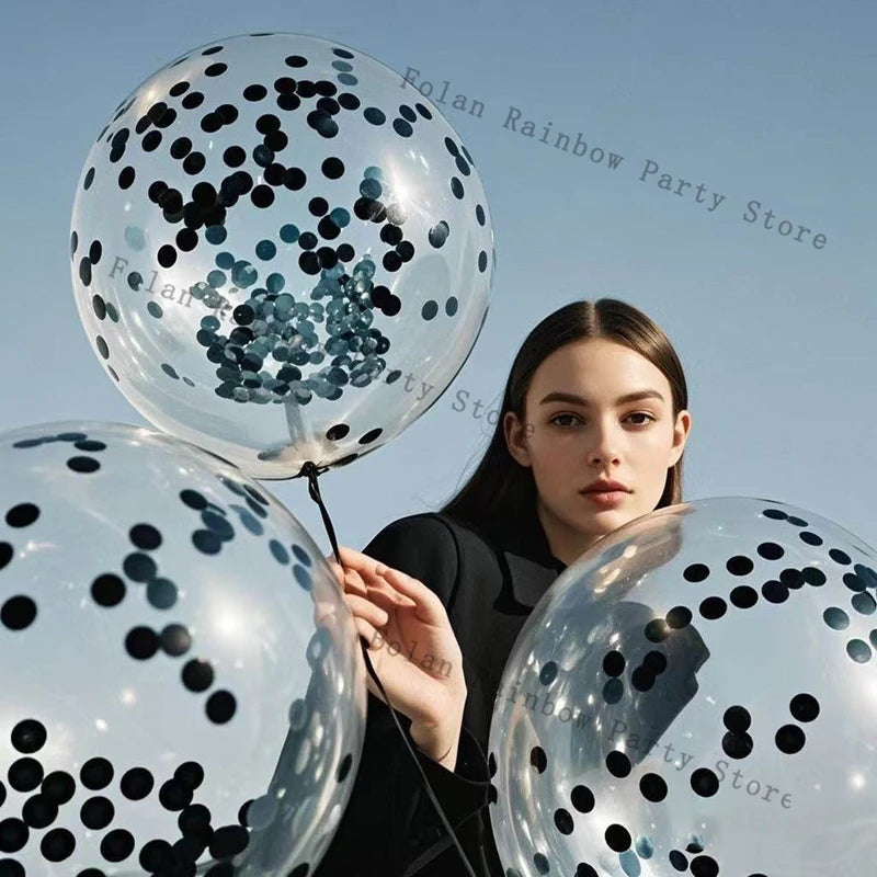 Halloween Black Purple Orange Confetti Balloons Shiny Sequin Globos Balloon For Birthday Party Halloween Christmas Decorations