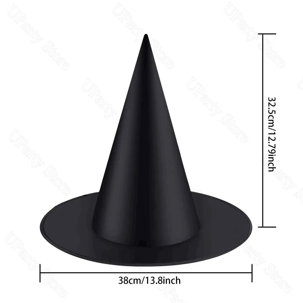 6/12Pcs Chapeaux de sorcières noires pour Halloween, pièces, avec corde