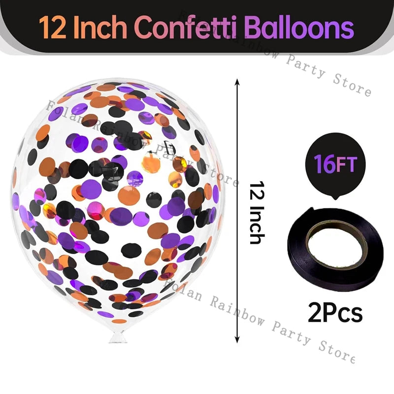 Halloween Black Purple Orange Confetti Balloons Shiny Sequin Globos Balloon For Birthday Party Halloween Christmas Decorations