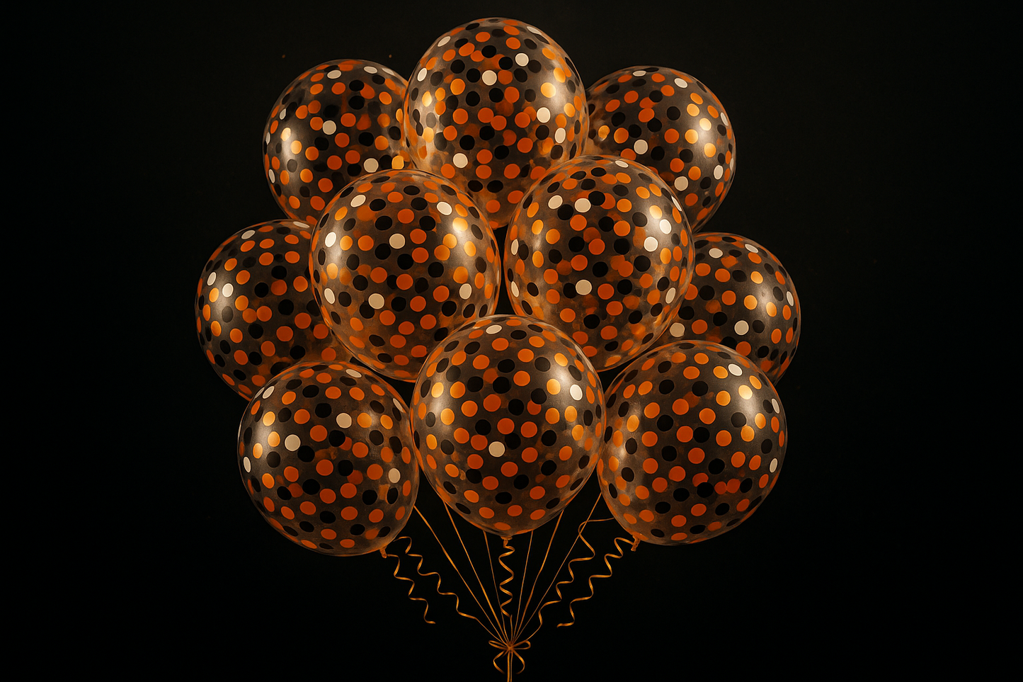 Ballons Confettis Orange/Noir/Blanc