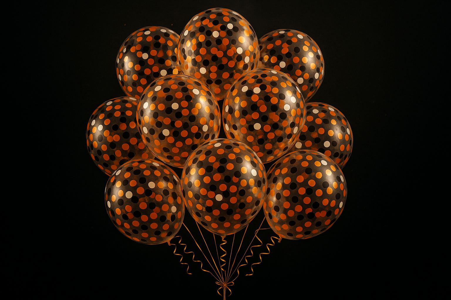 Ballons Confettis Orange/Noir/Blanc