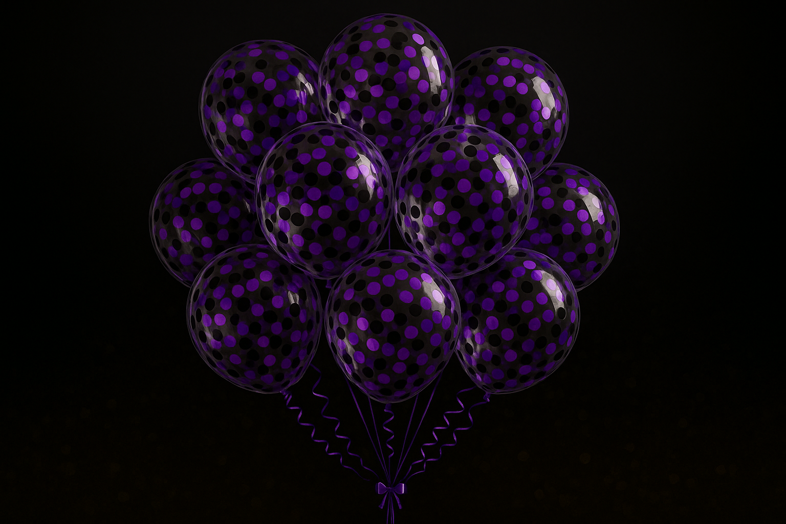 Ballons Confettis Violet/Noir