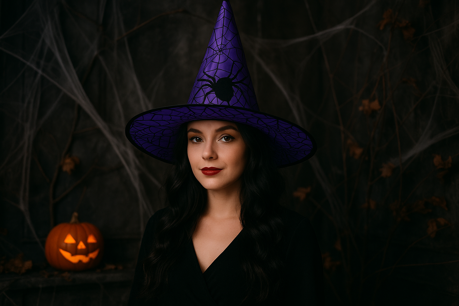 Chapeau Sorcière Araignées - Lifestyle violet