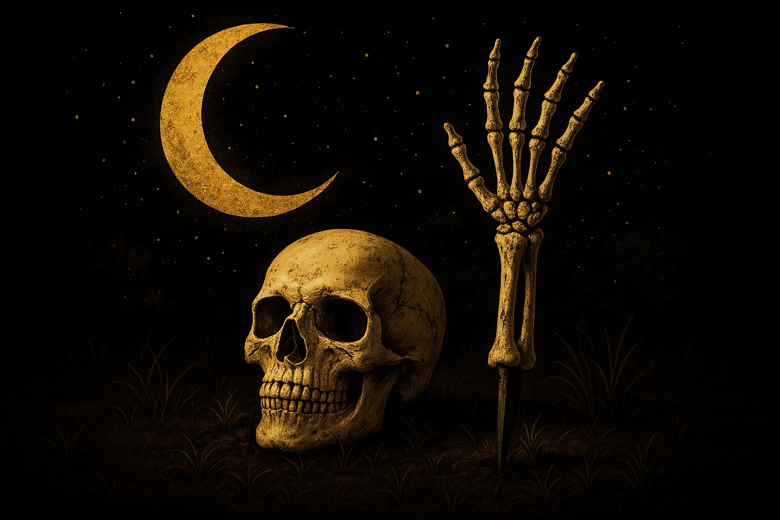 Décoration nocturne mystique avec lune dorée