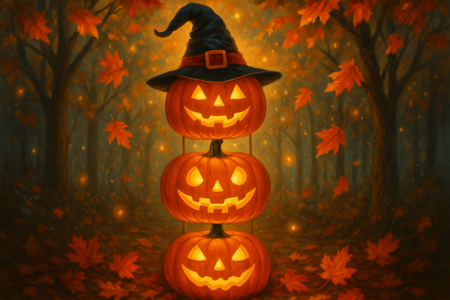 Décoration Saisonnière Citrouilles Empilées