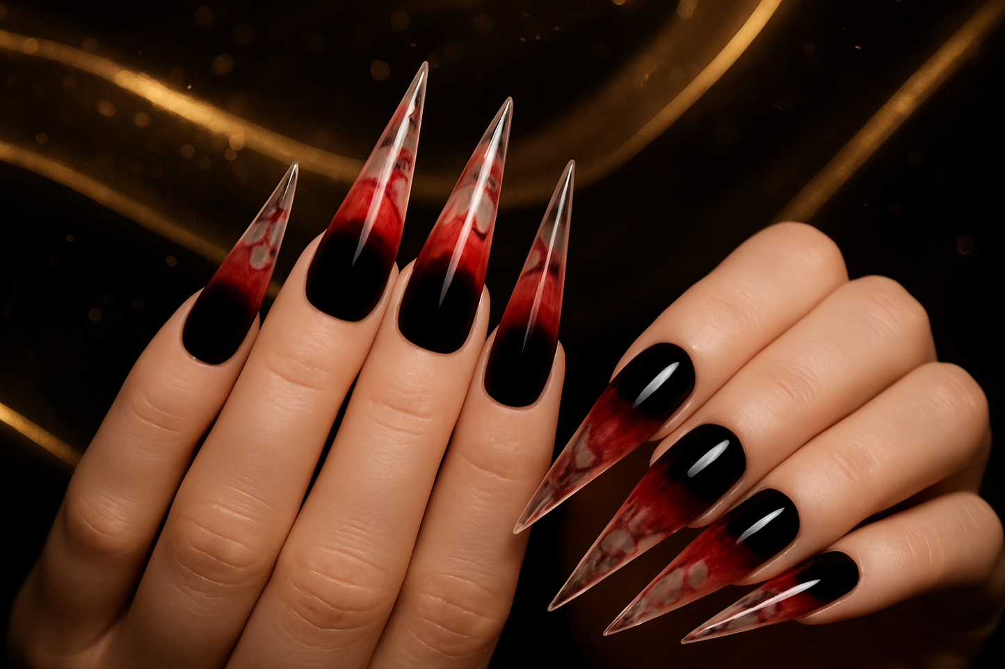 Design dramatique rouge - Fond noir et or