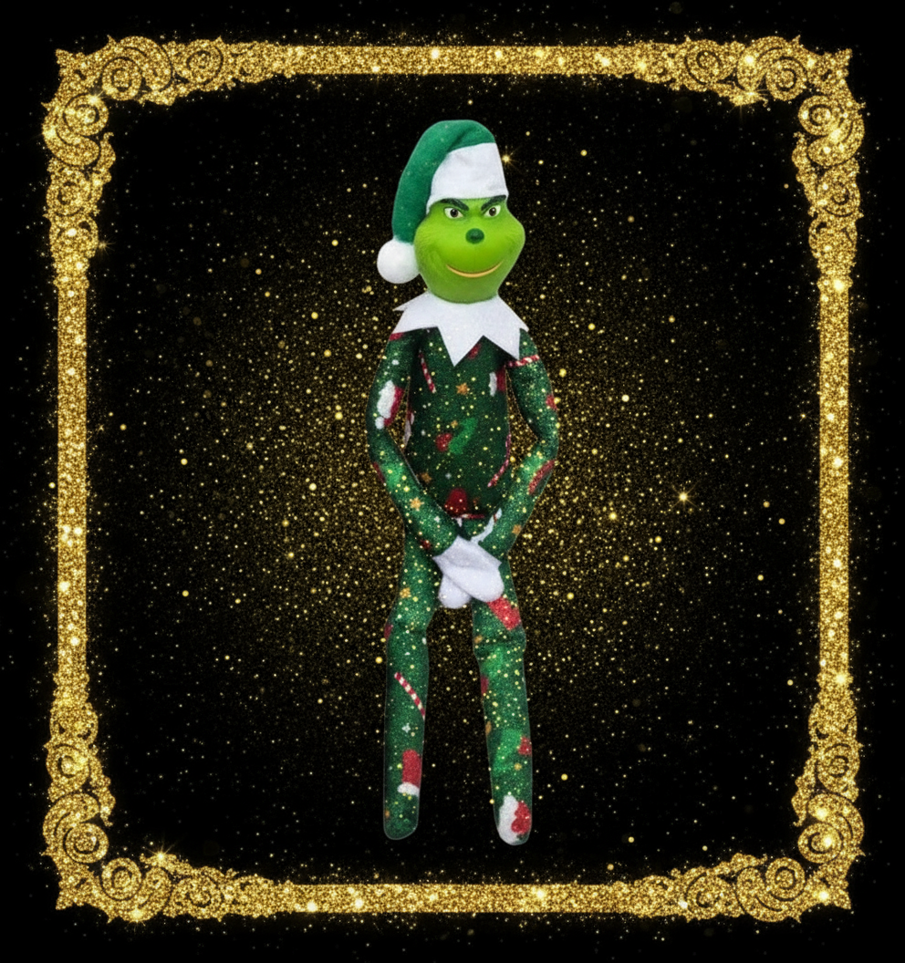 Lutin de Noël Style Grinch 30cm - Poupée Elfe Décorative