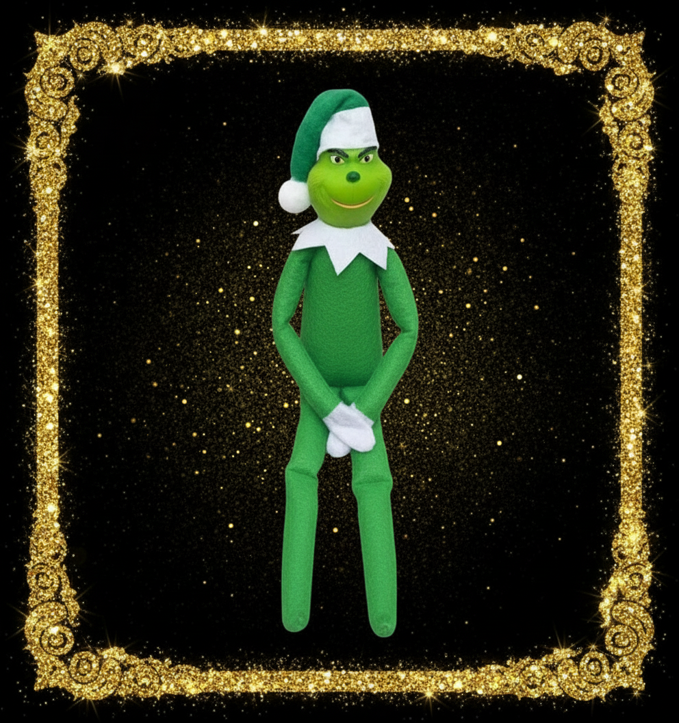 Lutin de Noël Style Grinch 30cm - Poupée Elfe Décorative