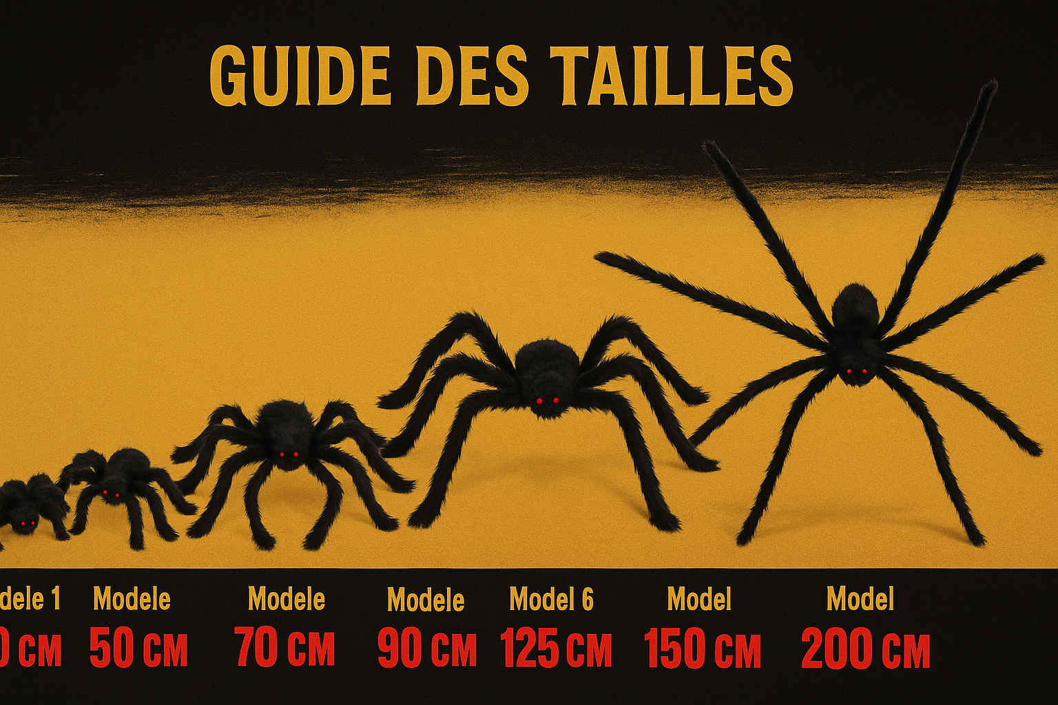 Guide des Tailles Araignées - Toutes Visibles