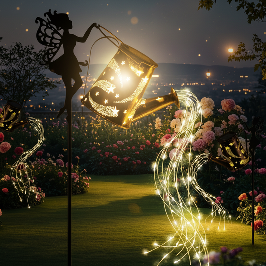 Fée Solaire avec Arrosoir Lumineux - Décoration de Jardin LED